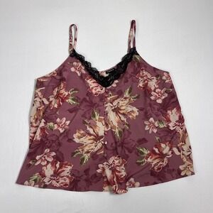 Torrid Size 0 Floral Cami Top Black Lace V-Neck Sleeveless Blouse‎ Y2K Plus Size